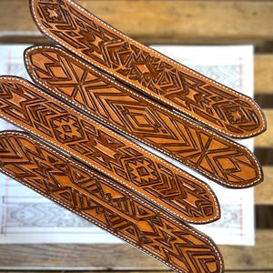 Geometrische Gürtel-Muster-Pack | Leder Carving PDF Pattern | Azteken-Motiv-Designs | Lederarbeit nach Maß | Druckbare PDF-Schnittmuster
