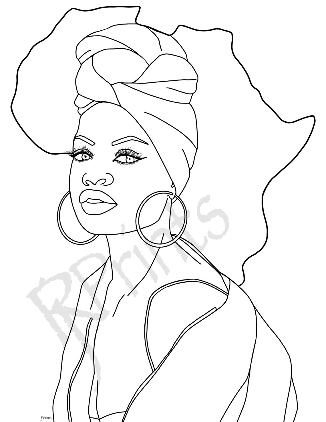 Black Women Adult Colouring Page Africa Queen instant - Etsy