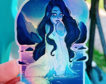 Moon Tarot Sticker, Holographic Sticker, Tarot Sticker, Tarot Art, laptop decal