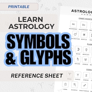 Astrology Symbols Chart | Printable Astrology Cheat Sheet, Learn Astrology, Zodiac & Planet Glyphs, Quick Reference Digital PDF