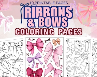 Bow Coloring Pages Printable – 10 Relaxing Designs | Coquette Style Feminine Line Art