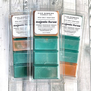 Majestic Forest | Highly Scented Soy Wax Snap Bars | Strong Scented Wax Melts | Smells like Fresh Mountain Air | Woods, Forest, Soft Floral