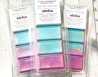 Aloha / Highly Scented Soy Wax Snap Bars / Strong Scented Wax Melts / Smells like Pineapple, Peach, Mango, Coconut Milk / Best Seller