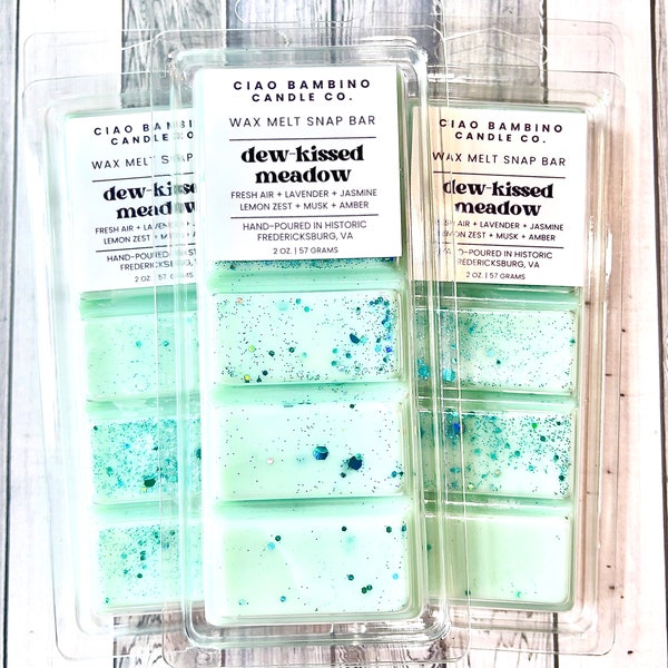 Dew Kissed Meadow/ Highly Scented Soy Wax Snap Bars / Strong Scented Wax Melts / Smells Like Soft Floral and Fresh Green, Morning Rain