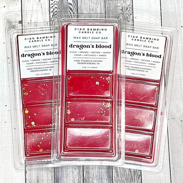 Dragon's Blood Highly Scented Soy Wax Snap Bars / Strong Scented Wax Melts / Smells like Amber, Patchouli and Incense