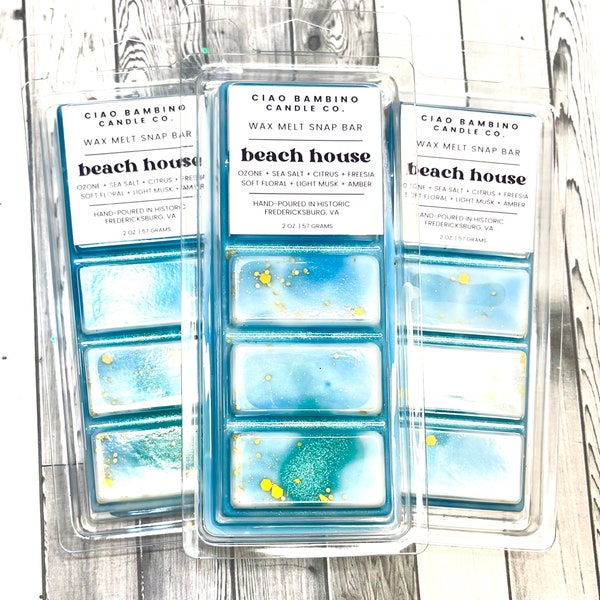 Beach House / Highly Scented Soy Wax Snap Bars / Strong Scented Wax Melts / Smells Like Vacation and Relaxation / Best Seller