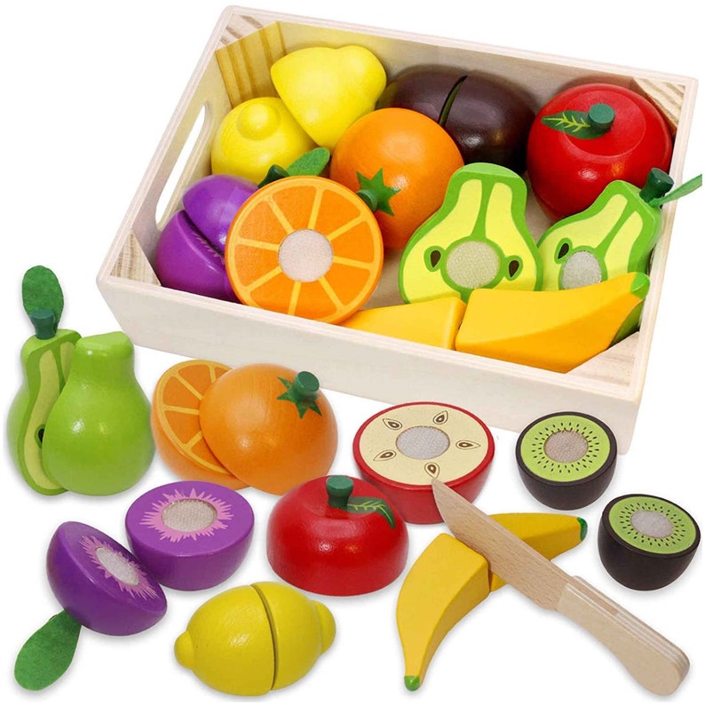 Wooden Play Food for Kids Kitchen Cutting Fruits Toys for Etsy