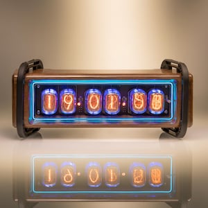 Reloj único de tubos Nixie 6IN-12 - ¡Nogal hecho a mano, aluminio CNC, pantalla nostálgica!