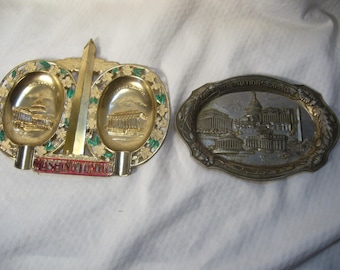Dos ceniceros y bandejas antiguos de Washington D.C., recuerdos de la ocupación japonesa y de Japón.