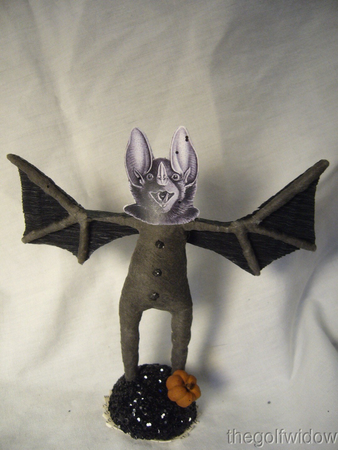Spun Cotton Halloween Bat: Vintage Inspired Handmade Figure - Etsy