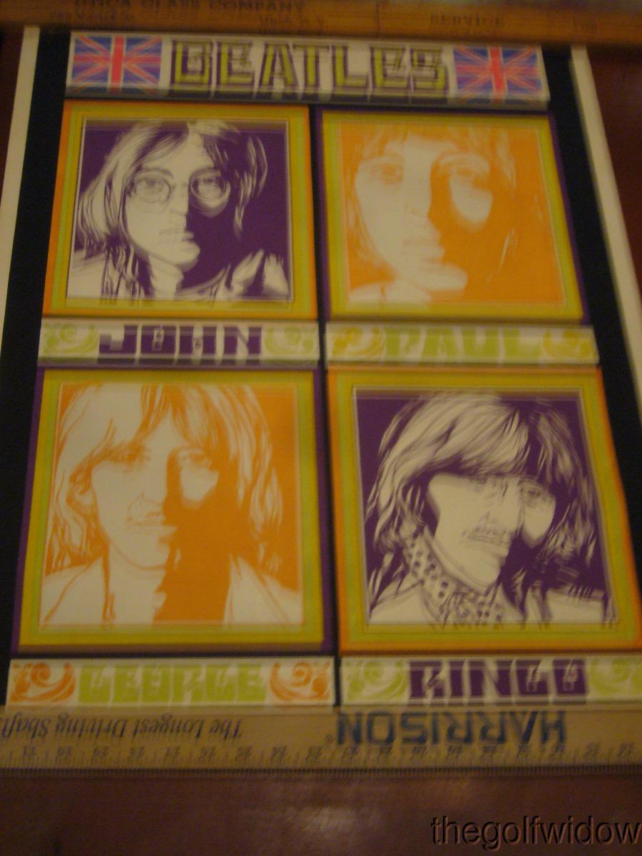 Vintage Beatles Madhouse Silk Screen Poster VG Rare Black Lite Too