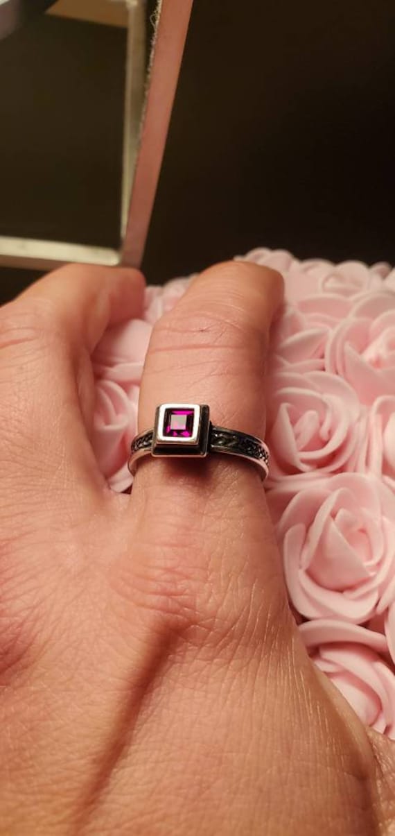 DG Hand Crafted Silver Garnet/ Ruby.  Scroll/ Bra… - image 1