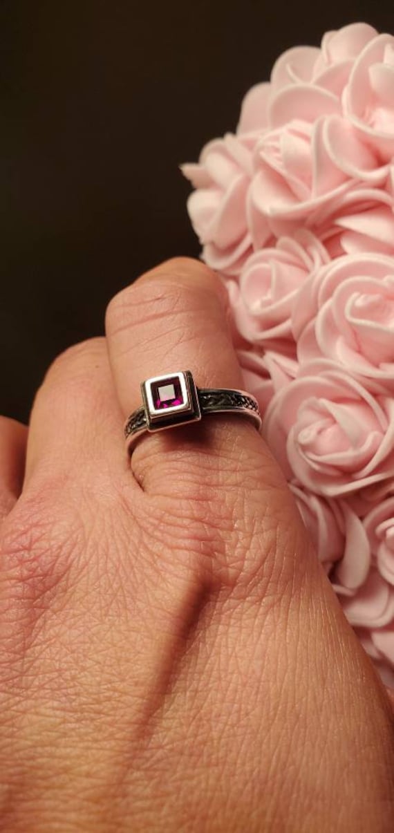 DG Hand Crafted Silver Garnet/ Ruby.  Scroll/ Bra… - image 2