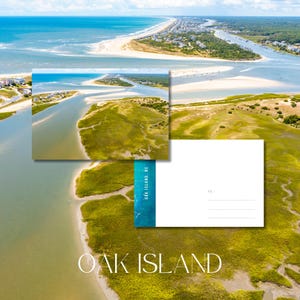Carte postale d'Oak Island, Caroline du Nord / Impression d'art mural 4 x 6