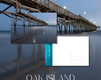 Oak Island, NC Vykort / 4x6 Väggkonsttryck
