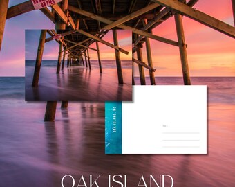 Oak Island, NC Vykort / 4x6 Väggkonsttryck
