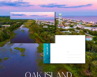 Oak Island, NC Vykort / 4x6 Väggkonsttryck
