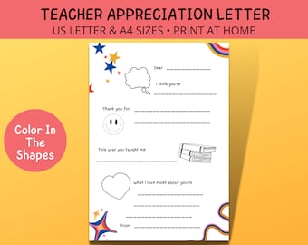 Printable Teacher Appreciation Letter: Coloring Page Gift (PDF)