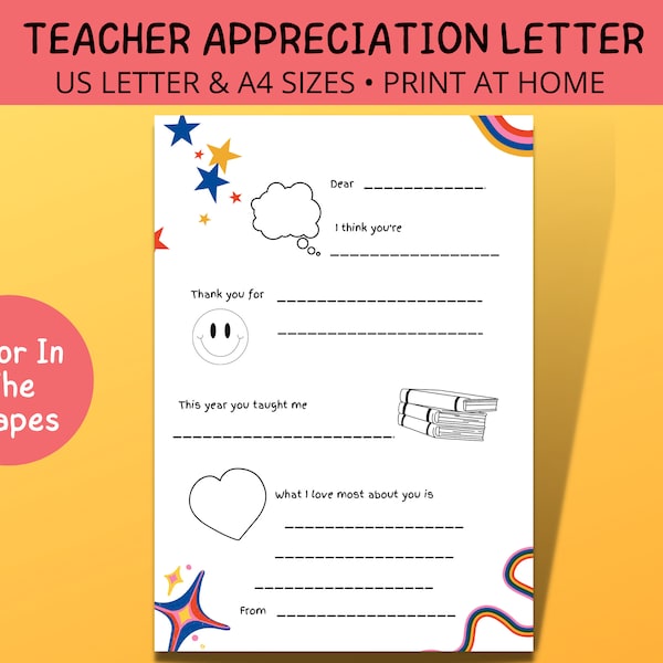 Teacher Appreciation Printable - Etsy