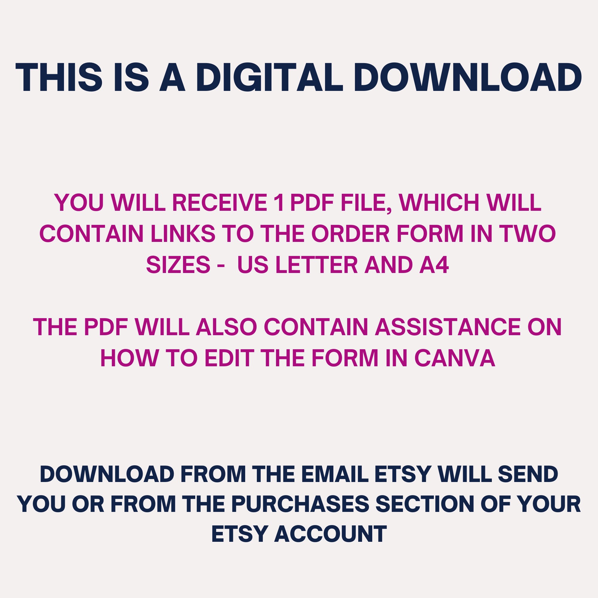 Editable Small Business Order Form Template (digital Download) - Etsy