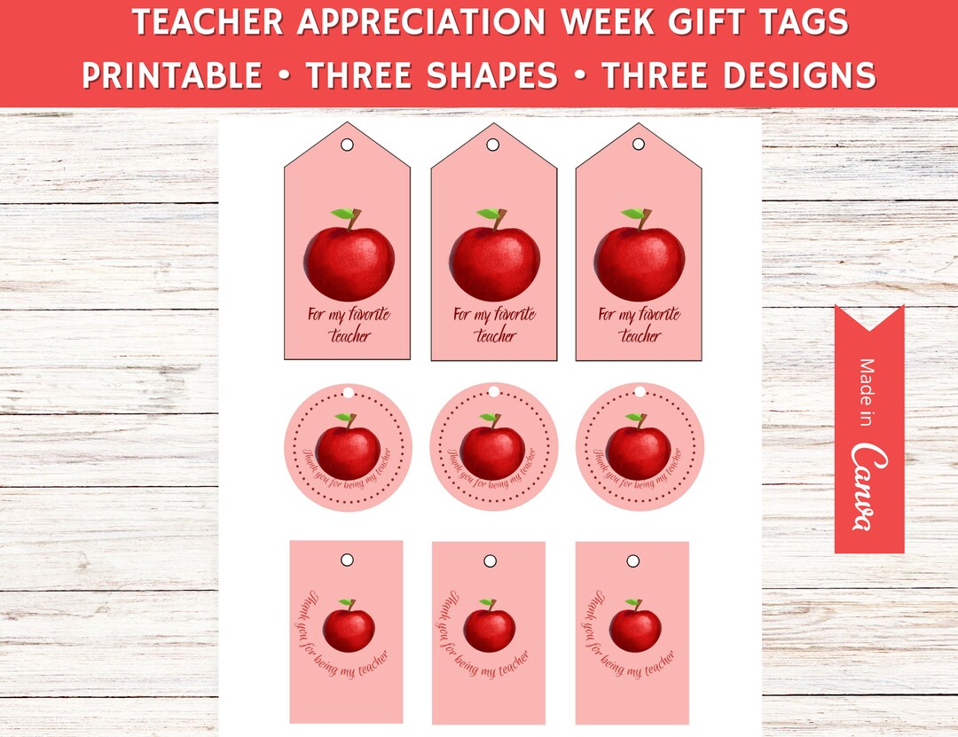 Printable Thank You Teacher Appreciation Gift Tag Instant Download ...