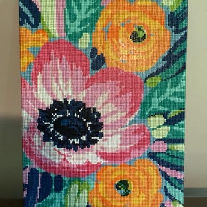 Completed Canvas Colorful Floral Diamond Art