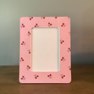 Cherries On Pink 4”x6” Handmade Decoupage Picture Frame/Cherry Photo Frame/Summer picture frame