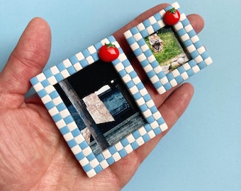 Customizable mini photo frame fridge magnet – Interchangeable picture holder for photos, notes, or art