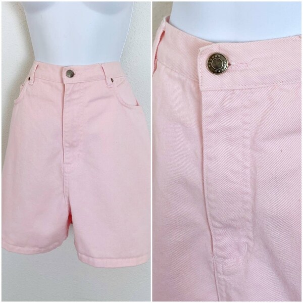 Vintage 90s Womens Light Pink High Rise Pastel Denim Cotton Shorts by Honors // Size Medium