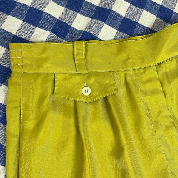 Vintage 90s Green Chartreuse Silk Straight Leg Hi… - image 2