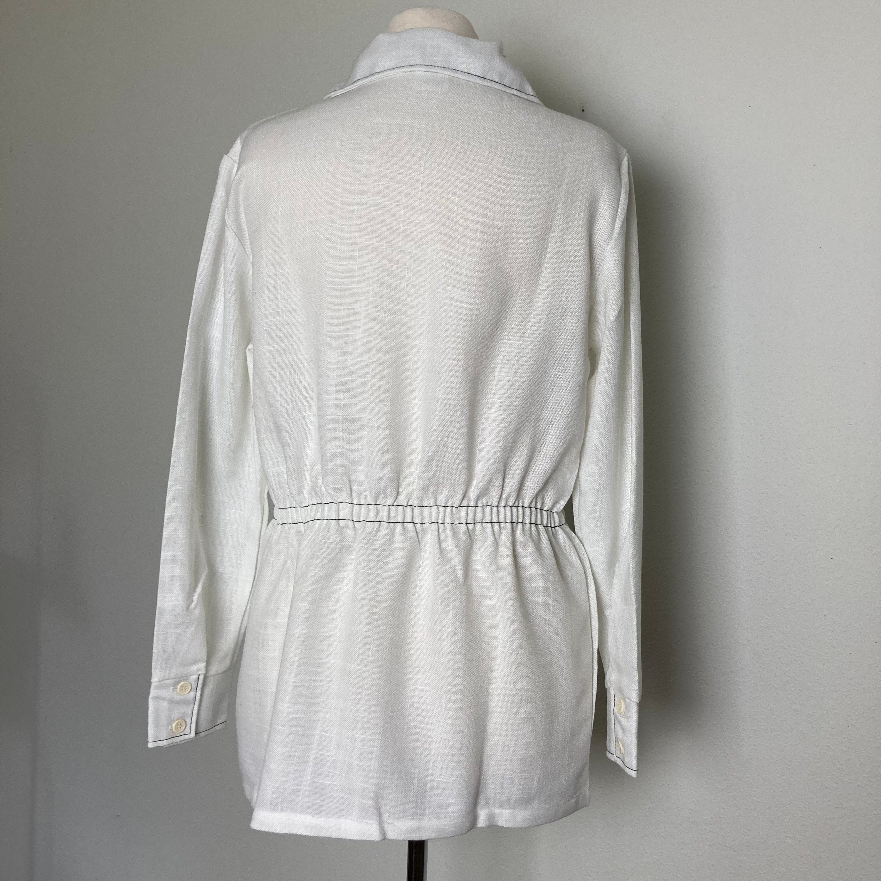 Vintage 70s Sears White Topstitch Cinched Waist White Jacket - Etsy