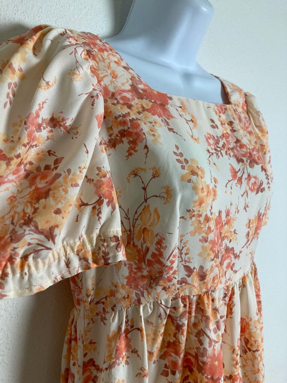 Vintage 70s Floral Prairie Maxi Dress // Pink Ora… - image 2