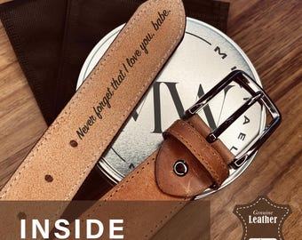 Custom Genuine Leather Men Belt – Personalized Monogram Classic Gift for Him – Unique Boyfriend Gift
