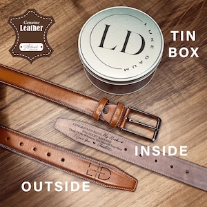 Personalized Birthday Gift for Men / Monogrammed Genuine Leather Belt + Engraved Box / Gift for Man / Gift for Boyfriend / Husband Gift