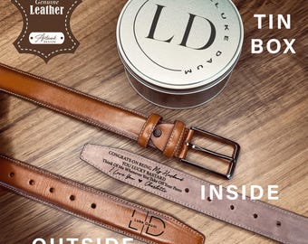 Genuine Leather Skinny Belt for Mens Slim Fit Suit Trouser Belts - Gift for Him