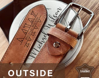 PERSONALIZED WEDDING GIFT - Genuine Leather Mens Belt - Groomsman, BestMan, Engraved Belt for Him, Boyfriend