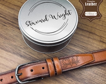 ANNIVERSARY GIFT - Groomsman Gift, Genuine Leather Mens Belt, Engraved Leather Belt, Custom Handmade Belt, Handmade Belt - Father’s Day Gift