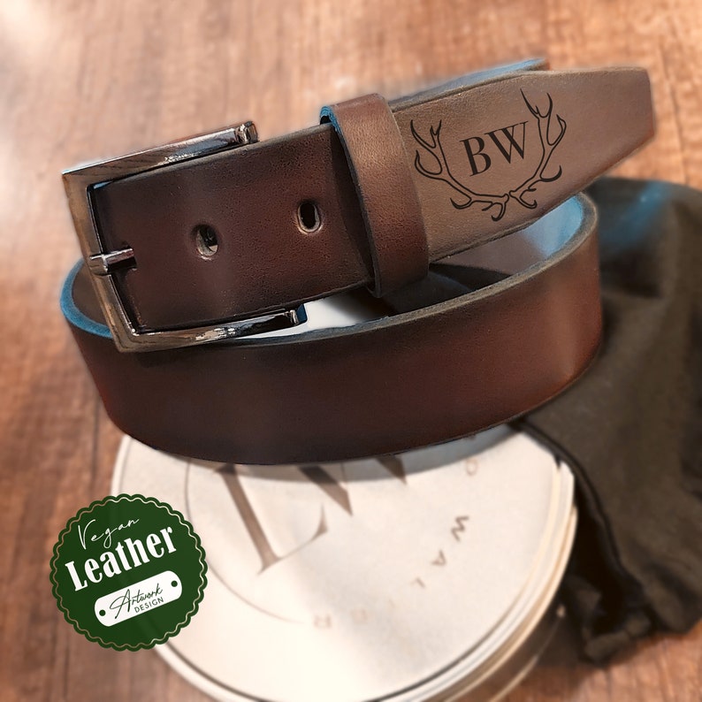 PERSONALISIERT Geschenk für Freund Veganer Ledergürtel Personalisierter Ledergürtel mit Gravur Geschenk für Ihn Bild 8