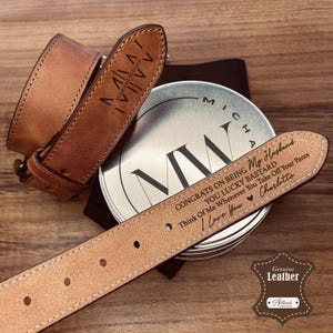 Personalisierter Herrengürtel aus echtem Leder / Graviertes Geschenkset für Freund, Hochzeitsaccessoires