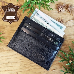 Porte-cartes en cuir véritable / cadeau personnalisé pour petit ami / portefeuille pour cartes de crédit / petit porte-cartes pour hommes / portefeuille de poche / cadeau pour lui