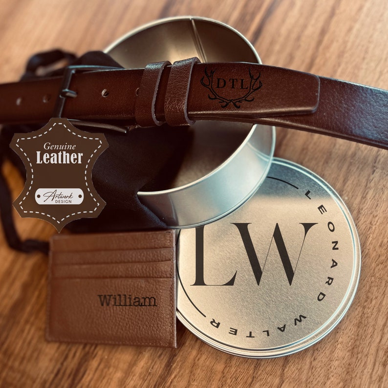 Engraving GENUINE Leather Mens Belt, Personalised Belt, Leather Belt, Custom Belt, Anniversary Gift, Gift for Him, Father's Day Gift Set image 8