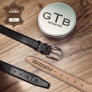 Engraved ANNIVERSARY GIFT, Genuine Leather Belt, Custom Leather Belt, Gift For Husband, Personalized Belt with Tin, Birthday Gift for Him