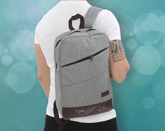 Gepersonaliseerde laptoprugzak: duurzame canvas rugzak, geschikt voor 16-inch laptop, dagrugzak