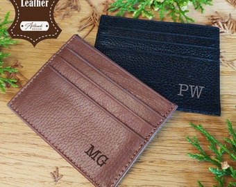 Personalisierter Lederkartenhalter / schlanke Brieftasche