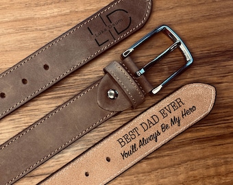 Personalised Genuine Leather Belt for Men, Handmade Name Belt, Secret Message, Boyfriend Gifts