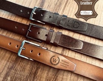 Genuine Leather Personalised Mens Belt, Handmade Birthday Gift for Him, Anniversary, Christmas gift