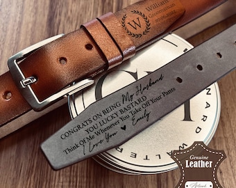 GIFT FOR GROOMSMAN, BestMan - Genuine Leather Belt - Birthday, Usher, Boyfriend Present