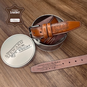 Gepersonaliseerde verjaardagscadeau voor mannen / lederen riem met monogram + gegraveerde doos / cadeau voor man / cadeau voor vriend / cadeau man