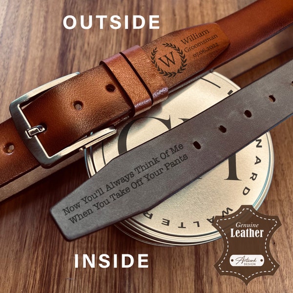 Engraving GENUINE Leather Mens Belt, Personalised Belt, Leather Belt, Custom Belt, Anniversary Gift, Gift for Him, Father's Day Gift Set