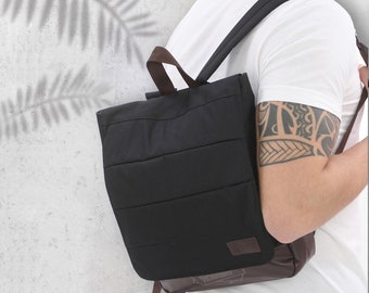 Gepersonaliseerde canvas laptoprugzak / universiteitsrugzak met monogram, waterdichte dagrugzak